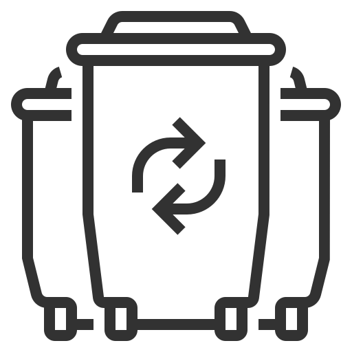 icon de plusieurs poubelles avec le logo recyclable